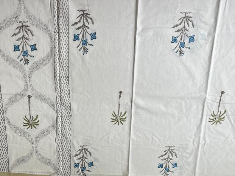 Palm and bloom in blue