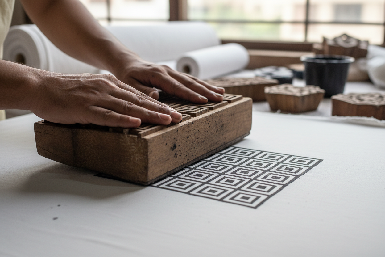 Geometric pattern block printing