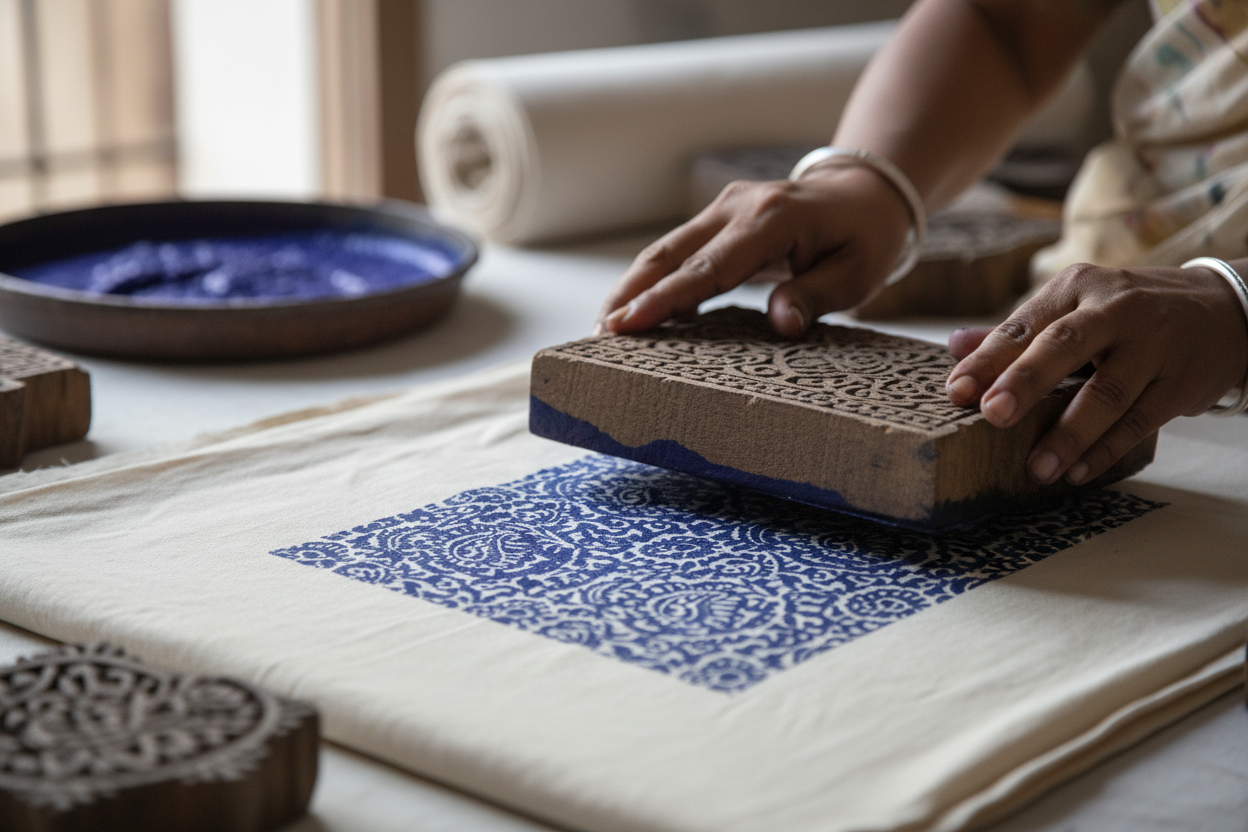 Paisley and floral block printing